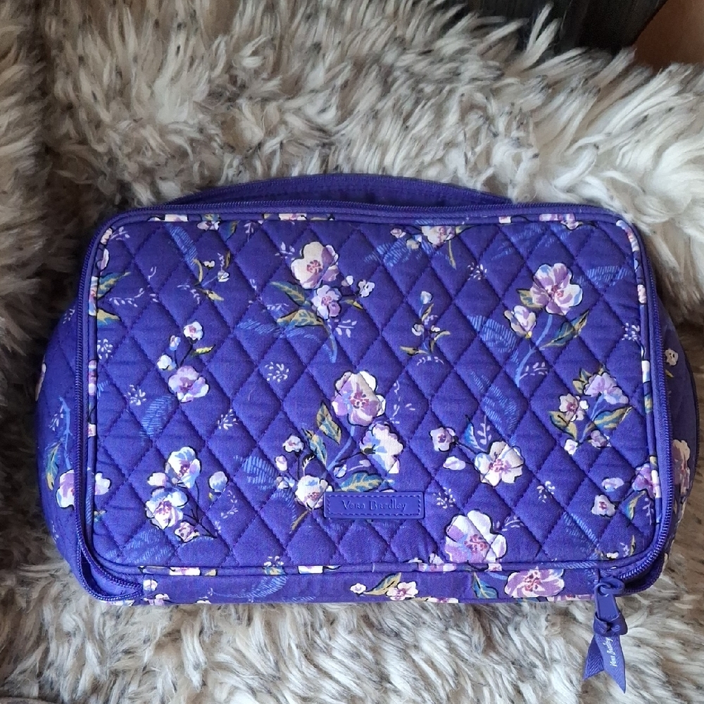 Vera Bradley Vibrant Purple Quilted Floral Travel Cosmetic Pouch